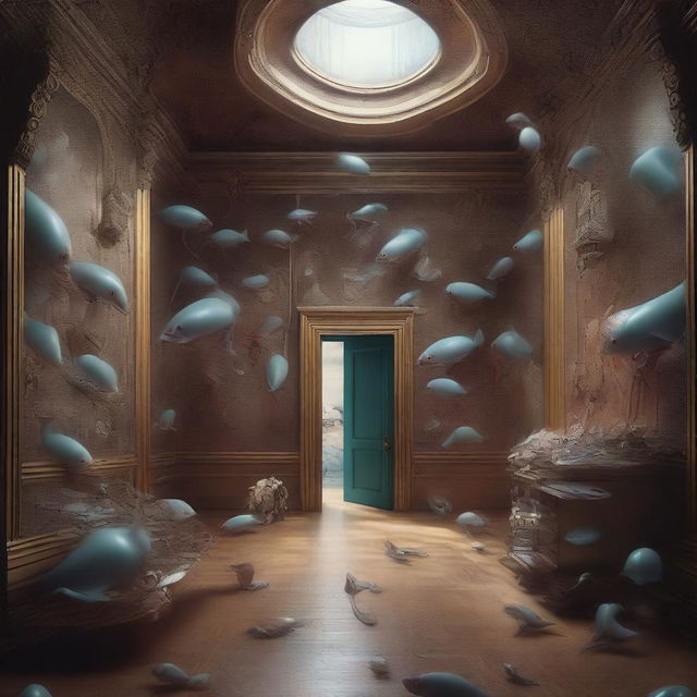 A photo-realistic digital art piece that vividly portrays a series of surreal visions