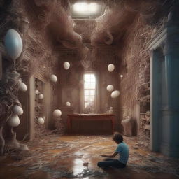 A photo-realistic digital art piece that vividly portrays a series of surreal visions