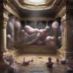 A photo-realistic digital art piece that vividly portrays a series of surreal visions