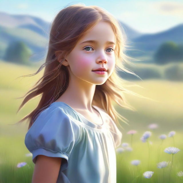 A high-quality digital art piece portraying a young girl