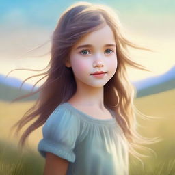 A high-quality digital art piece portraying a young girl