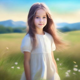 A high-quality digital art piece portraying a young girl