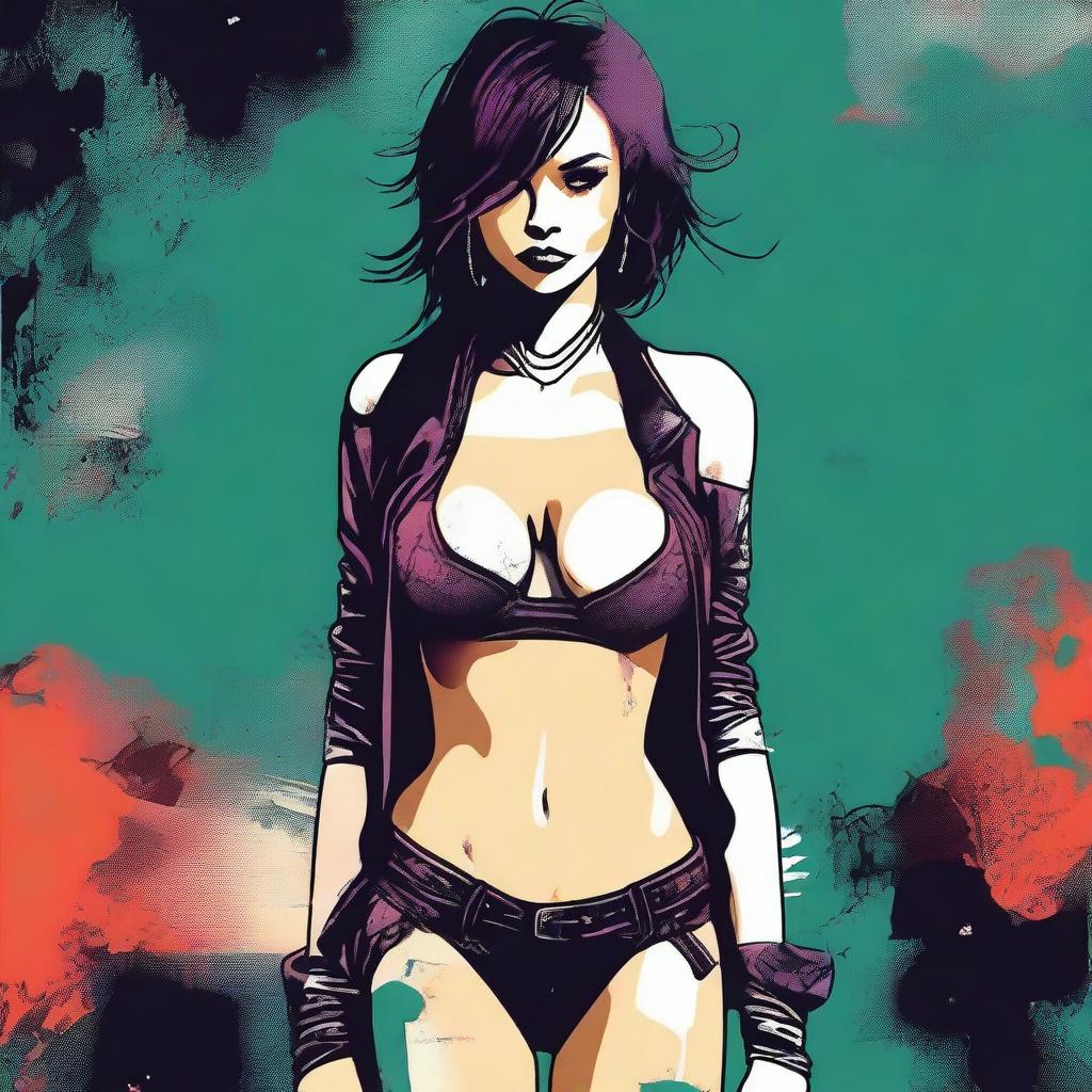 A digital art image featuring a girl in edgy attire