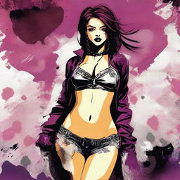 A digital art image featuring a girl in edgy attire