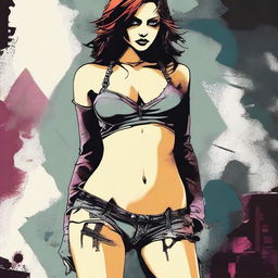 A digital art image featuring a girl in edgy attire