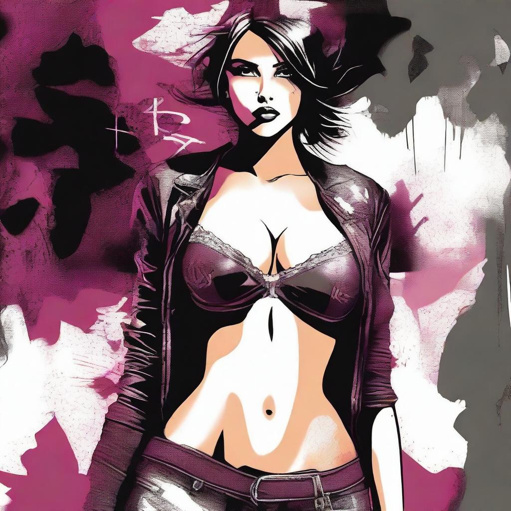 A digital art image featuring a girl in edgy attire