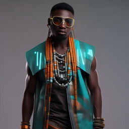 male in futuristic casual Igbo attire