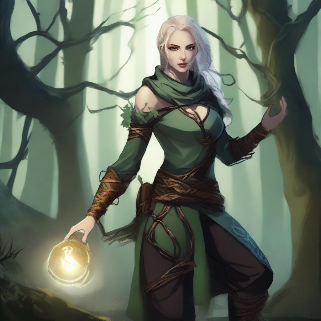 A high-quality digital art image of an Earth Genasi rogue with light skin