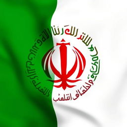 An artistic representation of the Iranian flag featuring the emblem of Cyrus the Great prominently in the center