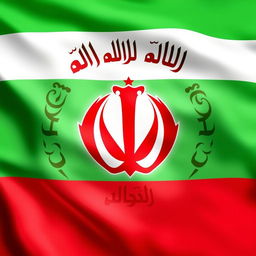 An artistic representation of the Iranian flag featuring the emblem of Cyrus the Great prominently in the center