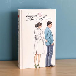 An engaging and beautiful book cover featuring a body sketch of a female doctor in a white lab coat standing with her back turned to a man