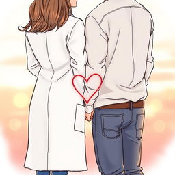 A romantic book cover featuring a soft, artistic sketch of a female doctor and a male character