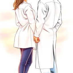 A romantic book cover featuring a soft, artistic sketch of a female doctor and a male character