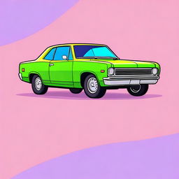 A high-quality digital art of a simplistic car design, colored in vibrant shades