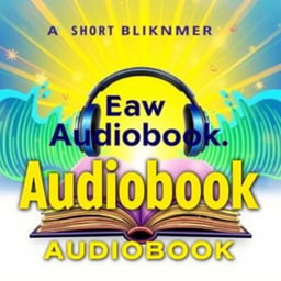 A vibrant and eye-catching thumbnail for an audiobook, featuring artistic representations of sound waves and an open book, symbolizing storytelling