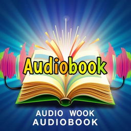 A vibrant and eye-catching thumbnail for an audiobook, featuring artistic representations of sound waves and an open book, symbolizing storytelling