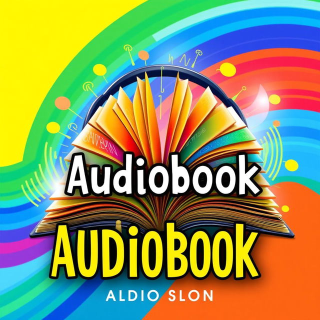 A vibrant and eye-catching thumbnail for an audiobook, featuring artistic representations of sound waves and an open book, symbolizing storytelling