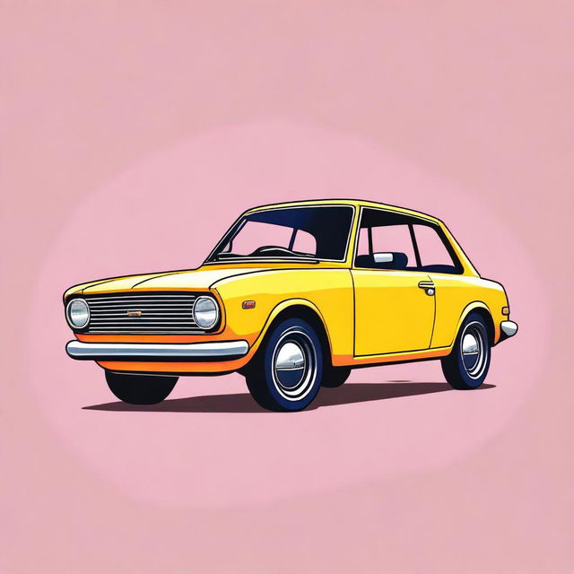 A high-quality digital art of a simplistic car design, colored in vibrant shades