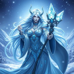 An ethereal and stunning portrayal of Crystal Maiden from the popular game Dota 2, featuring her Arcana skin