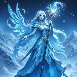 An ethereal and stunning portrayal of Crystal Maiden from the popular game Dota 2, featuring her Arcana skin