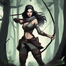 A high-quality digital art image showcasing an Earth Genasi rogue with light skin and black hair