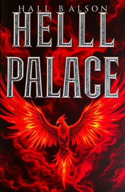 A captivating book cover for 'Hell Palace' featuring metallic silver letters that gleam with an alluring shine