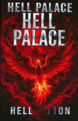 A captivating book cover for 'Hell Palace' featuring metallic silver letters that gleam with an alluring shine