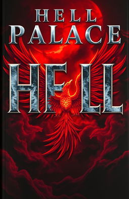 A captivating book cover for 'Hell Palace' featuring metallic silver letters that gleam with an alluring shine