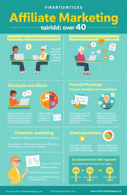 An engaging infographic showcasing affiliate marketing opportunities specifically tailored for individuals over 40
