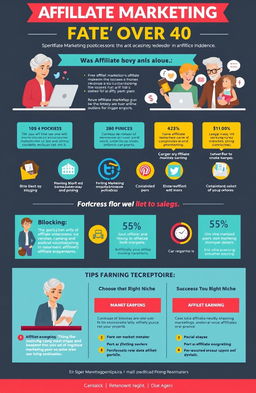 An engaging infographic showcasing affiliate marketing opportunities specifically tailored for individuals over 40