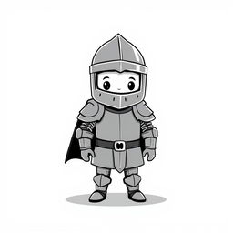 A cute and playful medieval knight wearing full chain mail and a helmet that completely covers the face