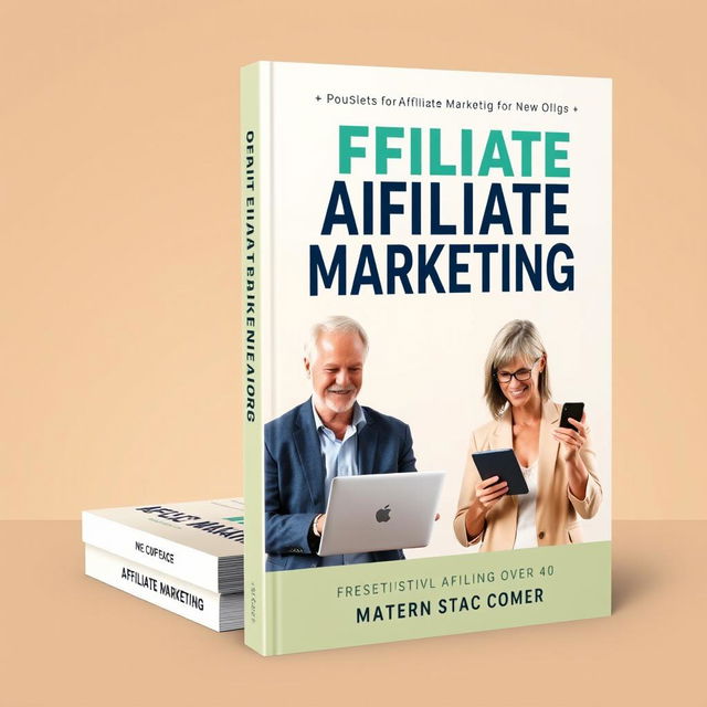 A sophisticated book cover design for a title on affiliate marketing geared towards individuals over 40