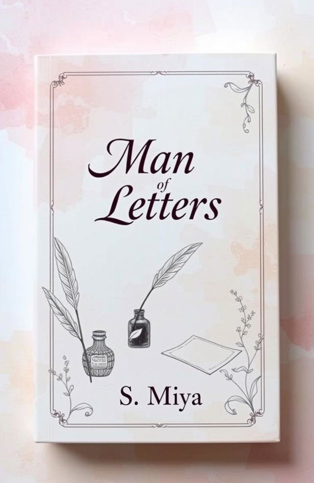 A beautiful and elegant book cover design featuring the title 'Man of Letters' prominently displayed at the top in an artistic serif font