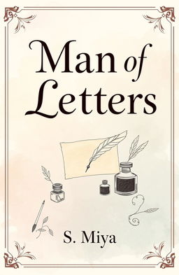 A beautiful and elegant book cover design featuring the title 'Man of Letters' prominently displayed at the top in an artistic serif font