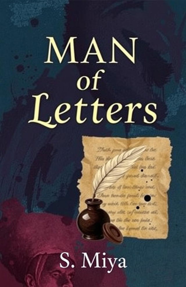 A visually striking poetry book cover featuring the title "Man of Letters" prominently displayed in an elegant and artistic font at the top