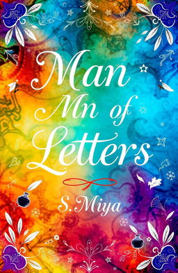 A vibrant and eye-catching poetry book cover featuring the title 'Man of Letters' prominently displayed in elegant, flowing typography