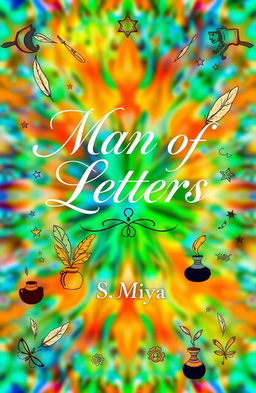 A vibrant and eye-catching poetry book cover featuring the title 'Man of Letters' prominently displayed in elegant, flowing typography