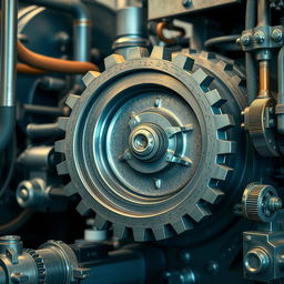 A highly detailed 4K image of a massive gear driving a large machine, symbolizing the individual power to create a significant impact