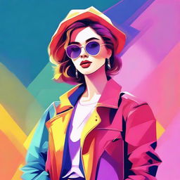 This is a digital art image of a fashionable young woman