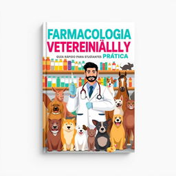 A visually engaging cover design for a veterinary pharmacology guide aimed at students