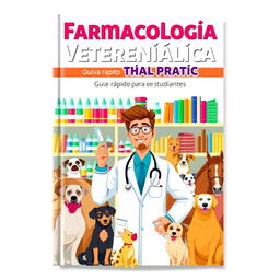 A visually engaging cover design for a veterinary pharmacology guide aimed at students