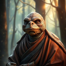 An ancient warrior turtle monk with a weathered appearance, featuring a reddish shell
