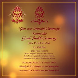 A beautifully designed invitation template for a Grah Pravesh ceremony
