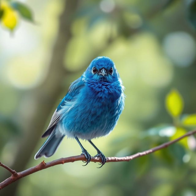 A vibrant bluebird perched on a branch, featuring one exceptionally bright feather that stands out among its stunning blue plumage