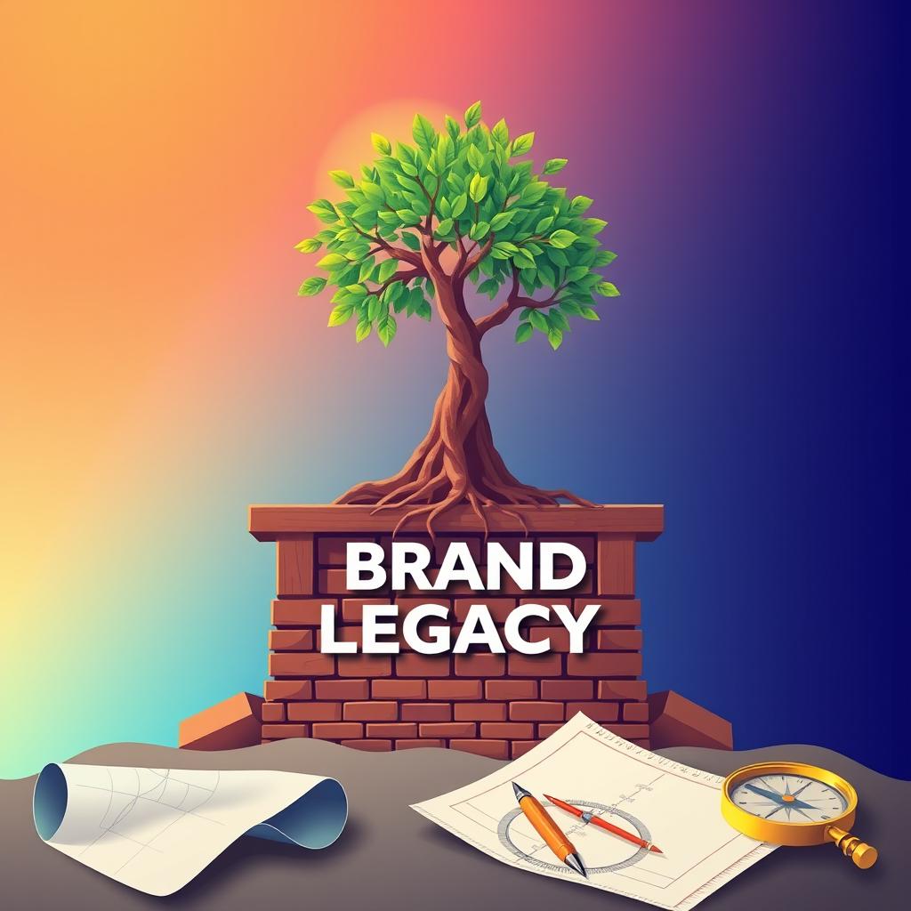 A visually striking graphic illustration representing the concept of building a brand legacy