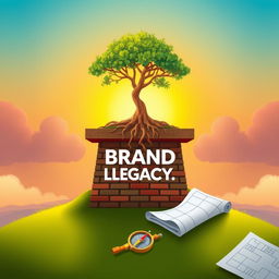 A visually striking graphic illustration representing the concept of building a brand legacy