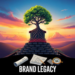 A visually striking graphic illustration representing the concept of building a brand legacy