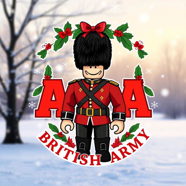 A graphic logo design for Roblox featuring a British Army theme, prominently displaying the text 'ABA British Army