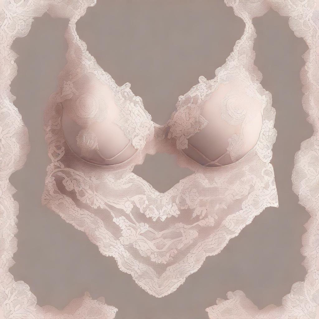 A high-quality digital art piece showcasing an elegant display of delicate lingerie