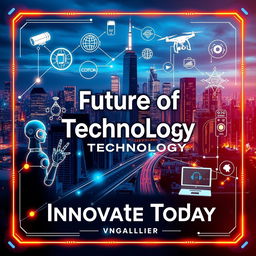A vibrant digital poster showcasing various aspects of technology